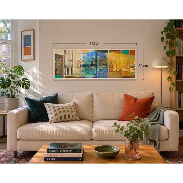 Lisa Lygo, Panoramic Thames View Triptych, 2005, Oil Painting on Canvas, Framed For Sale - Image 3 of 9