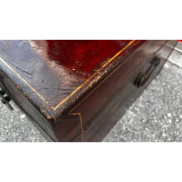 Late 19th Century Chinese Hand-Painted Vellum Leather Trunk For Sale - Image 9 of 12