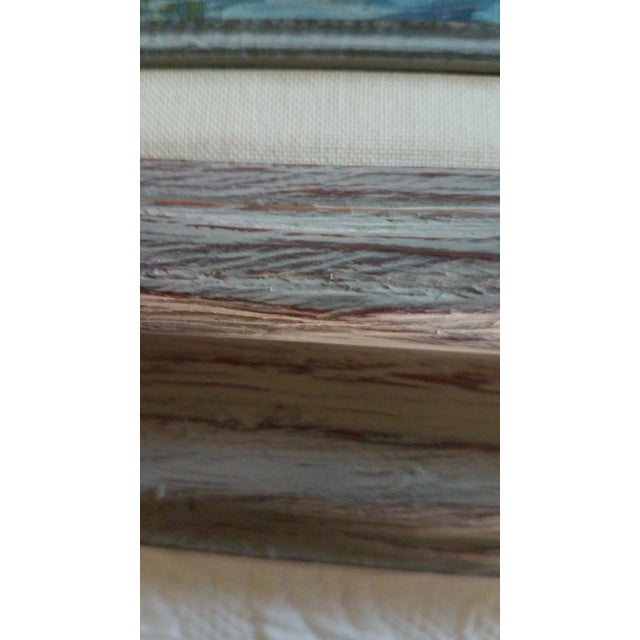 1970s Seascape Oil on Canvas Painting With Distressed Barn Wood Frame Signed by Florence For Sale - Image 5 of 7