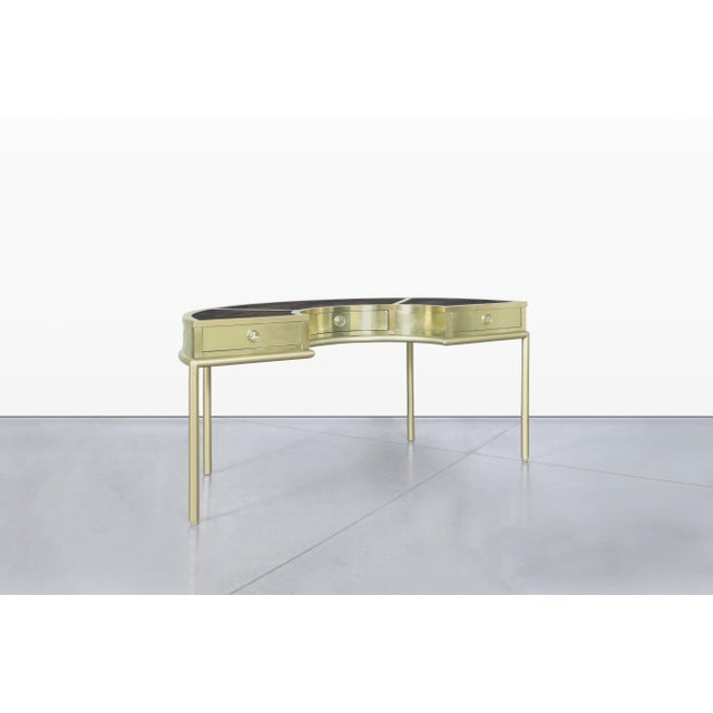 1960s Vintage Brass “Demi Lune” Desk by Mastercraft For Sale - Image 5 of 14