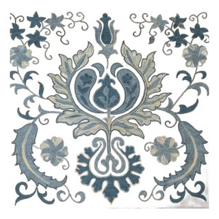 20"x20" 100% Silk Cushion Cover. Embroidered Accent Pillow. Handmade Throw Pillow For Sale