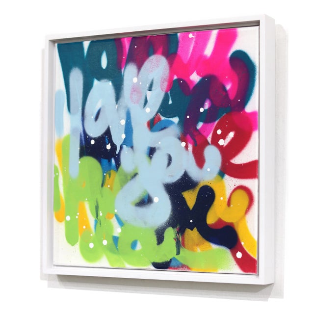 Poppin' Graff - Abstract Colorful Textural 'Love You' Graffiti Mixed Media Original Artwork by Amber Goldhammer For Sale In Los Angeles - Image 6 of 9