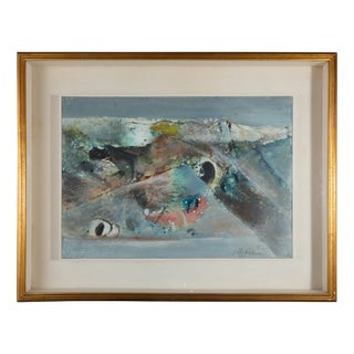 Ibrahim Kodra, Composition, 1964, Mixed Media on Canvas Paper For Sale