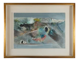 Ibrahim Kodra, Composition, 1964, Mixed Media on Canvas Paper