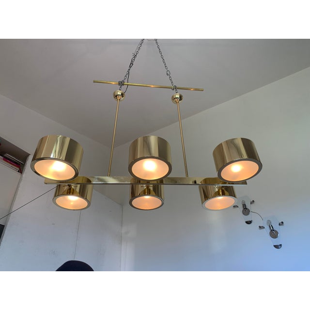 Italian Sputnik Chandelier Metal Gold Stilnovo Lelli Style For Sale - Image 10 of 12