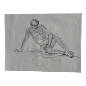 Seated Male Form in Charcoal