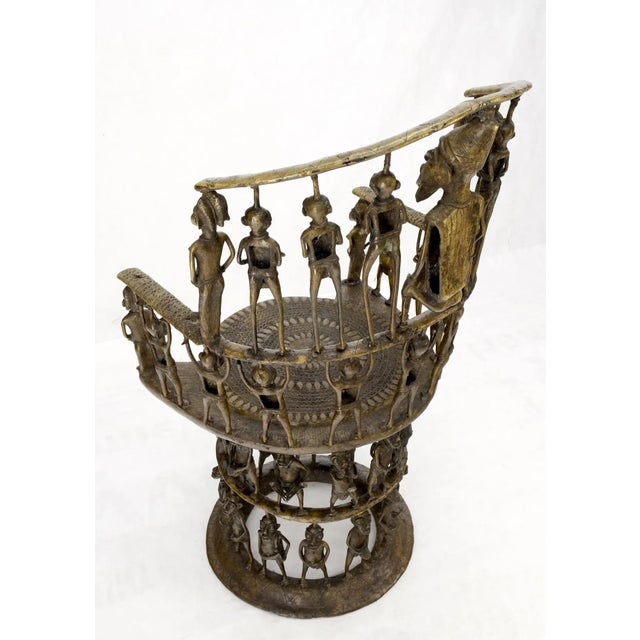 Solid Bronze 44 Figurines African Cameroon Bronze Figurative Throne Chair For Sale - Image 9 of 13