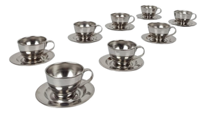 Vintage Italian Espresso Coffee Cups in Stainless Steel, 1970s, Set of 16