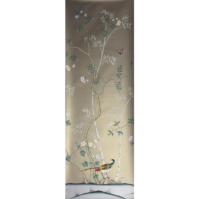 Chinoiserie Floral Bamboo Hand Painted Wallpapers Mural Panel - 8 Panels For Sale - Image 4 of 10
