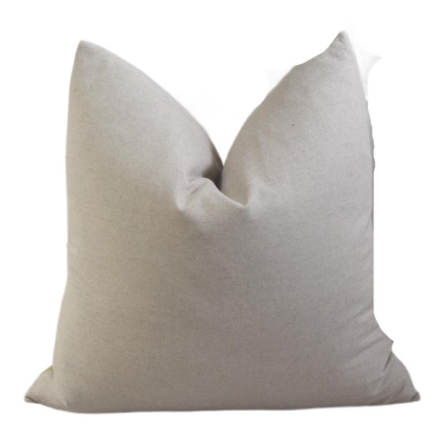 2020s French Gold and Cream Appliqué Stripe Wool & Linen Feather/Down Pillow For Sale - Image 5 of 6