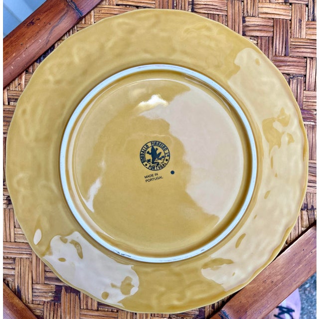 Bordallo Pinheiro Yellow Acorn and Turkey Majolica Dinner Plates- Set of 5 For Sale - Image 11 of 12