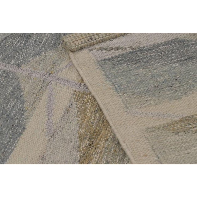 Gray Rug & Kilim’s Scandinavian-Inspired Rug, Minimalist Chevrons in Gray and Blue For Sale - Image 8 of 8