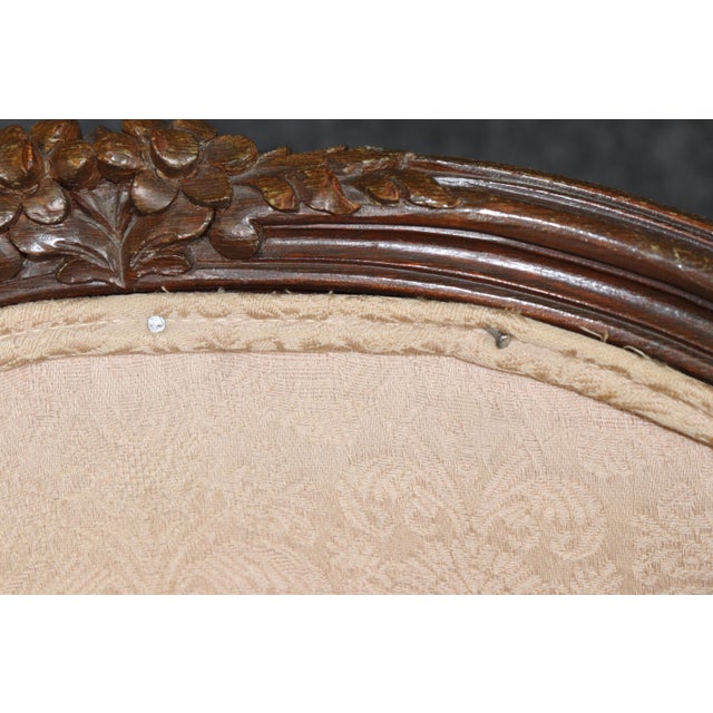 1940's Pair French Louis XV Style Carved Armchairs For Sale - Image 11 of 13