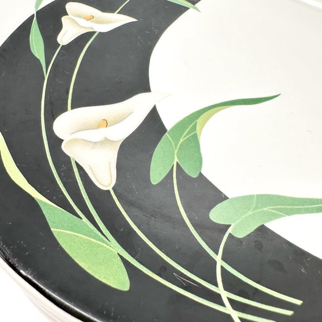 Late 20th Century Sango Quadrille Semi-Porcelain Black Lilies #5101 Snack Plates, Made in Korea- Set of 6 For Sale - Image 4 of 12