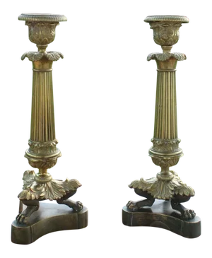 19th Century French Gilt Bronze Candleholders - a Pair