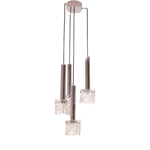 Chrome and Glass Cascading Ceiling Light For Sale