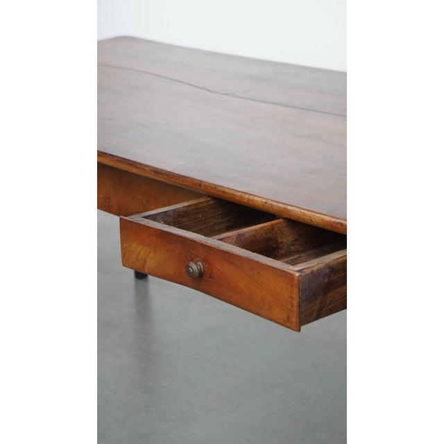 Antique French Cherry Dining Table with a Large Extendable Top and a Drawer For Sale - Image 13 of 17