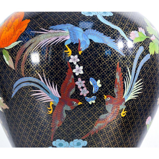Large Cloisonné Enamel Vase with Lid, China For Sale - Image 17 of 18