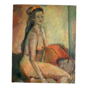 Stunning Nude Women Figure Oil Painting on Canvas Mounted on Board.