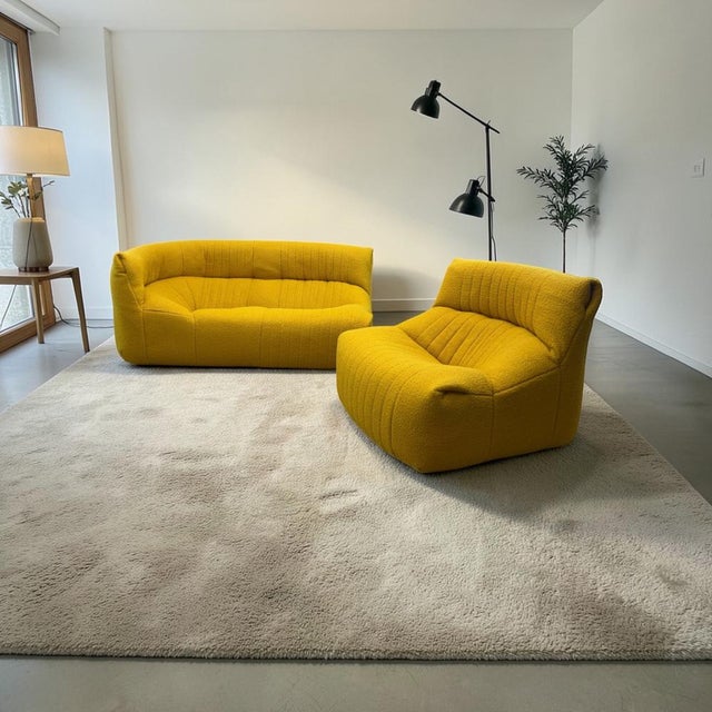 Mid-Century Modern Two-Seater Aralia Sofa in Yellow from Ligne Roset For Sale - Image 3 of 18