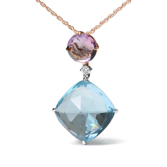 Every woman deserves jewelry that sparkles like this stunning 18k white and rose gold pendant necklace. The elegant...