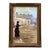 Large Vintage Parisian Street Scene Oil Painting of Victorian Woman in Ornate Gilt Frame For Sale