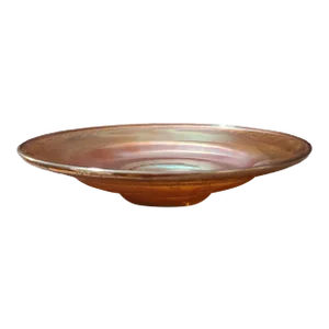 Vintage Ornate Amber Iridescent Carnival Glass Centerpiece Platter