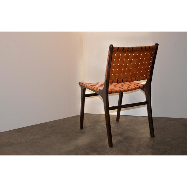 Contemporary Andrianna Shamaris Modern Chair Series Single-Backed Leather Woven Chair For Sale - Image 3 of 5