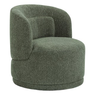 Massa Textured Green Swivel Accent Chair For Sale