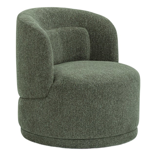 Massa Textured Green Swivel Accent Chair For Sale