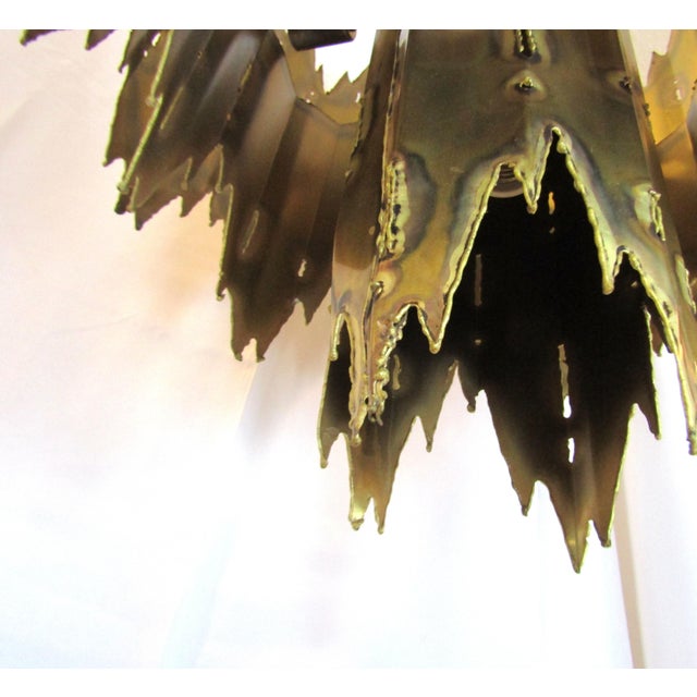 1970s Mid Century Modern Tom Greene Torch Cut Brass Brutalist Chandeliers - a Pair For Sale - Image 16 of 18