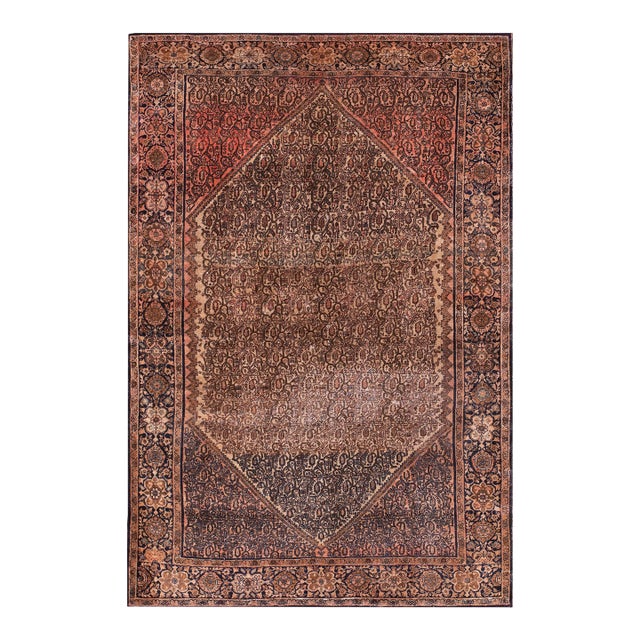 Antique Sarouk Small Scatter Size Wool Ivory Rug For Sale