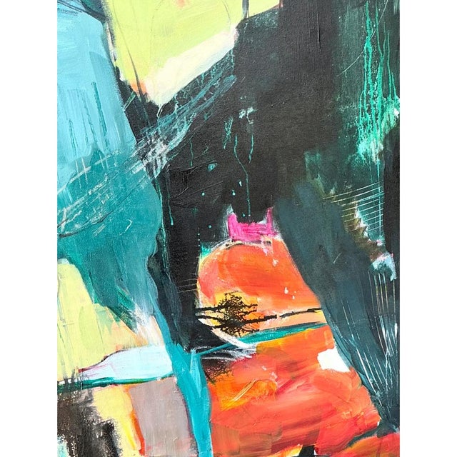 Vintage Abstract Expressionist Oil Painting on Canvas For Sale - Image 9 of 12
