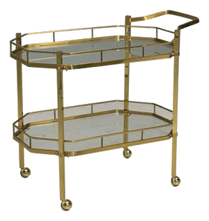 Hollywood Regency Style, Brass, Glass, Bar Cart, France, 1970s