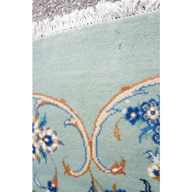 1980s Vintage Kashan Floral Blue & Gold Wool Area Rug - 9' X 13' For Sale - Image 6 of 13
