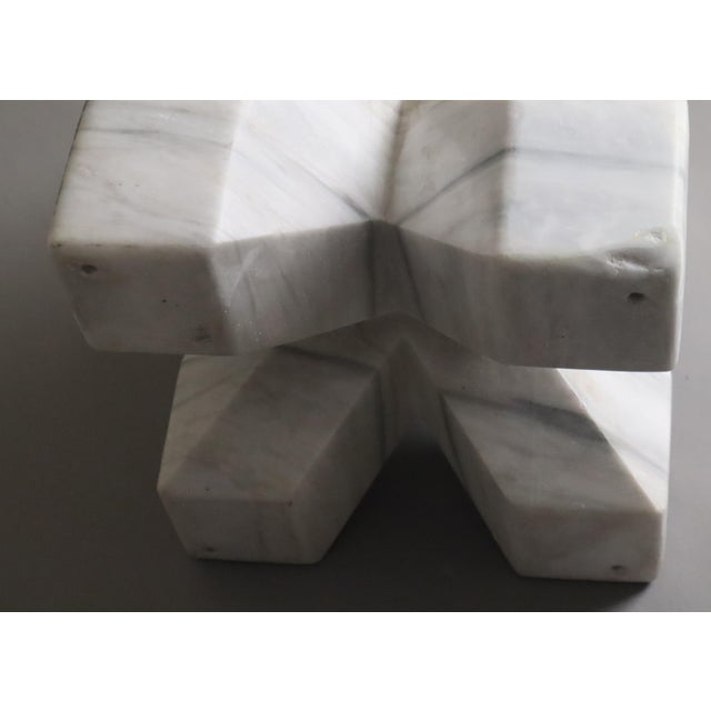 Double Cross Sculpture in White Italian Marble, 1980s For Sale - Image 12 of 18