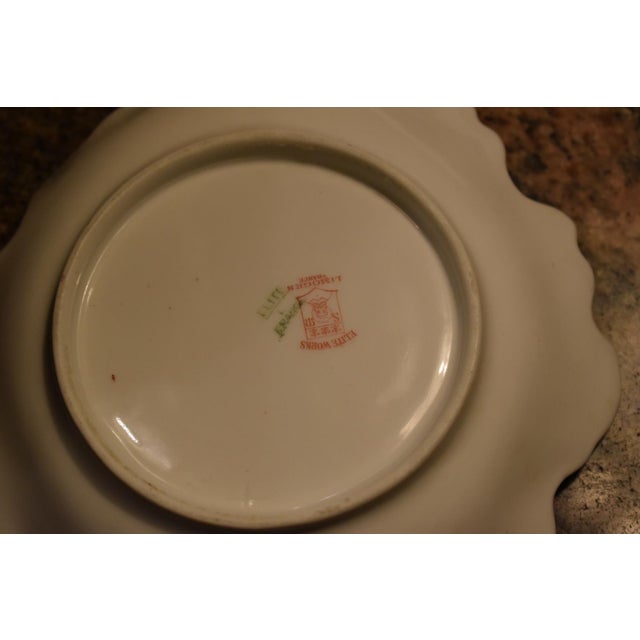 Antique Limoges Trinket Dish Elite Works France Porcelain Floral Leaf Shape Gilt For Sale - Image 14 of 15