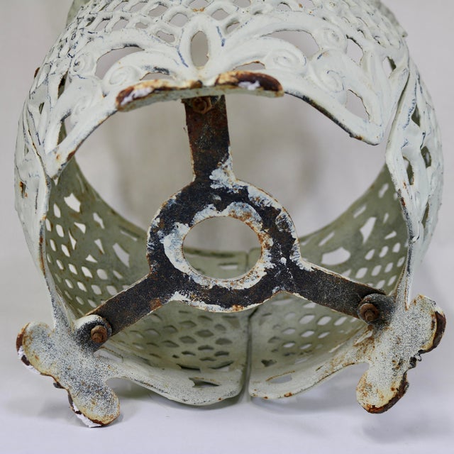 Large Vintage Cast Iron Victorian Style Open Lacework Planter For Sale - Image 4 of 11