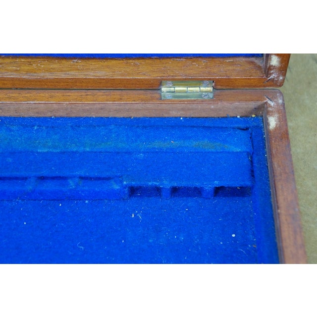 Antique Mahogany Brass Flatware Fish Cutlery Knife Presentation Storage Box 14" For Sale - Image 6 of 17
