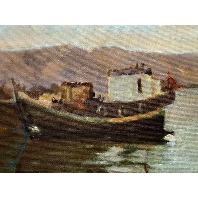 1960s F. Yayboke Turkish Coastal Seascape Signed Oil Painting, Circa 1960's For Sale - Image 5 of 12