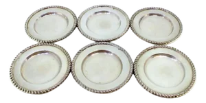 Silver Bread Plates with Embossed Friezes, Set of 6