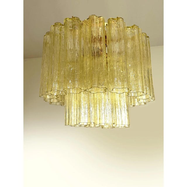 Early 21st Century Italian Clear Amber Tronchi Murano Glass Flush Mount by Simoeng for Simoeng For Sale - Image 5 of 7
