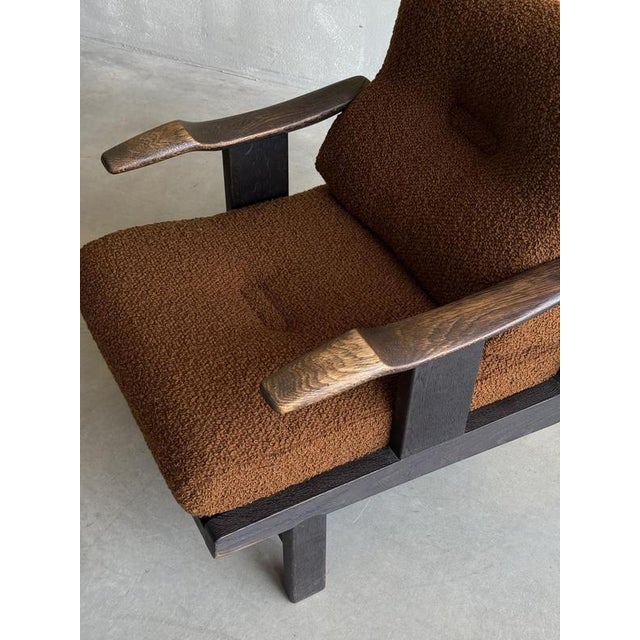A Rare Model Pair of Armchairs by Guillerme et Chambron, circa 1960. Great Design Lines and original dark chocolate brown...