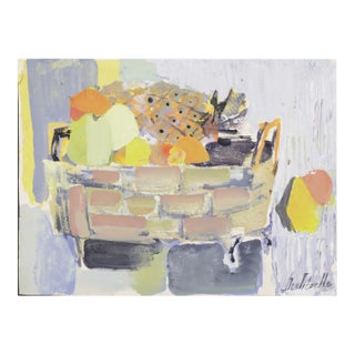 Still Life - Acrylic Painting on Canson Paper by C. Dechezelle - 1970s 1970s For Sale