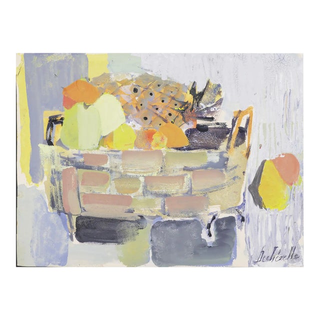 Still Life - Acrylic Painting on Canson Paper by C. Dechezelle - 1970s 1970s For Sale