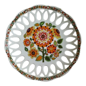 1960s Floral Plate by Schmidt, Made in Brazil