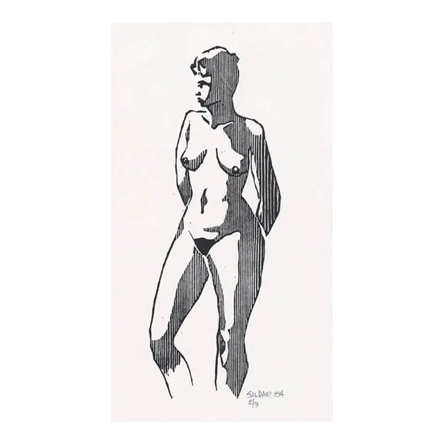 1984 William Sildar Female Nude Woodcut For Sale