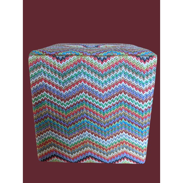 Late 20th Century Missoni Style Multicolor Knit Chevron Tissue Box Cover For Sale - Image 5 of 13