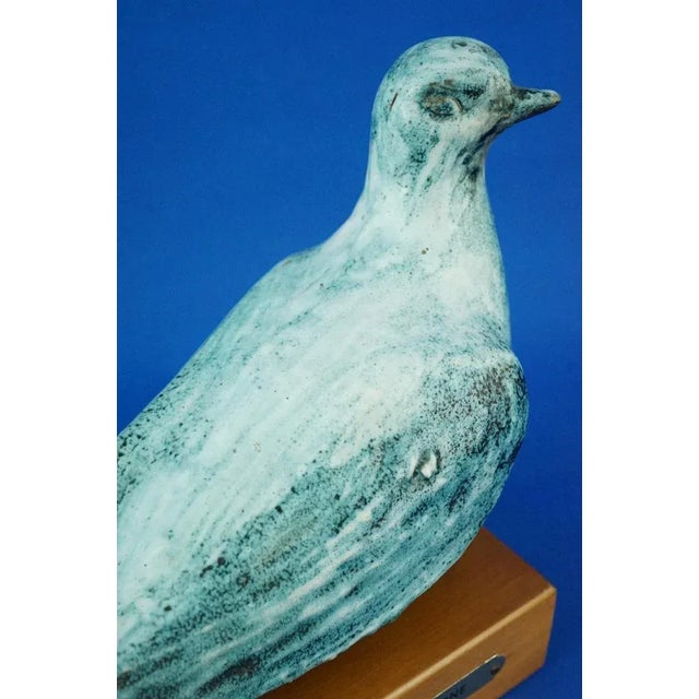 Ceramic Dove Sculpture with Wooden Base by Giuseppe Rossicone, Italy, 1970s For Sale - Image 17 of 18