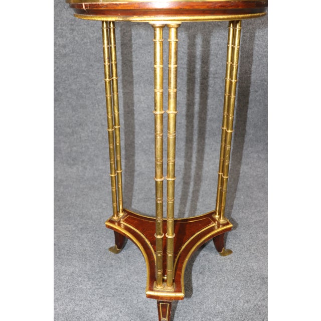 19th C Pair French Louis XVI Adam Weisweiler Style Ormolu & Marble Top End Table For Sale - Image 10 of 10